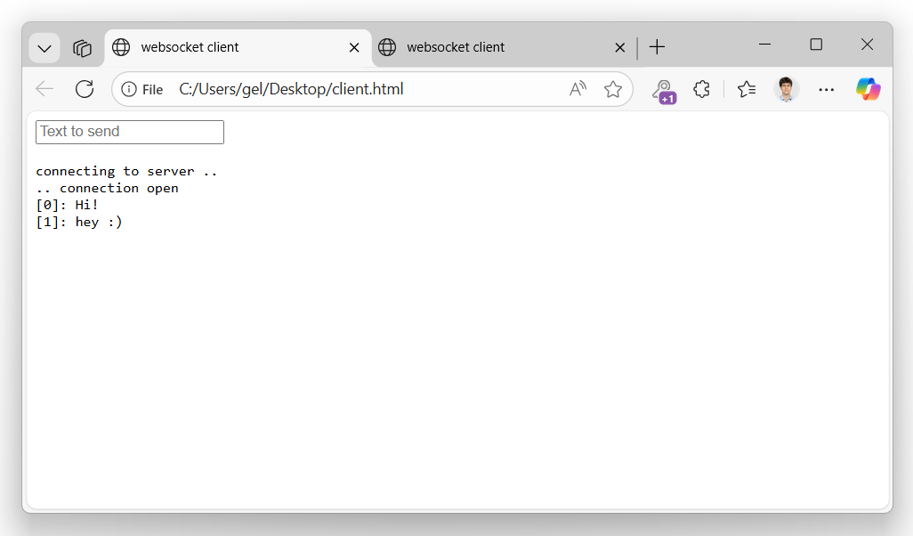 A browser window showing the sample app in action