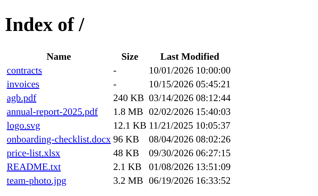 Directory listing served by the genhttp-kt server